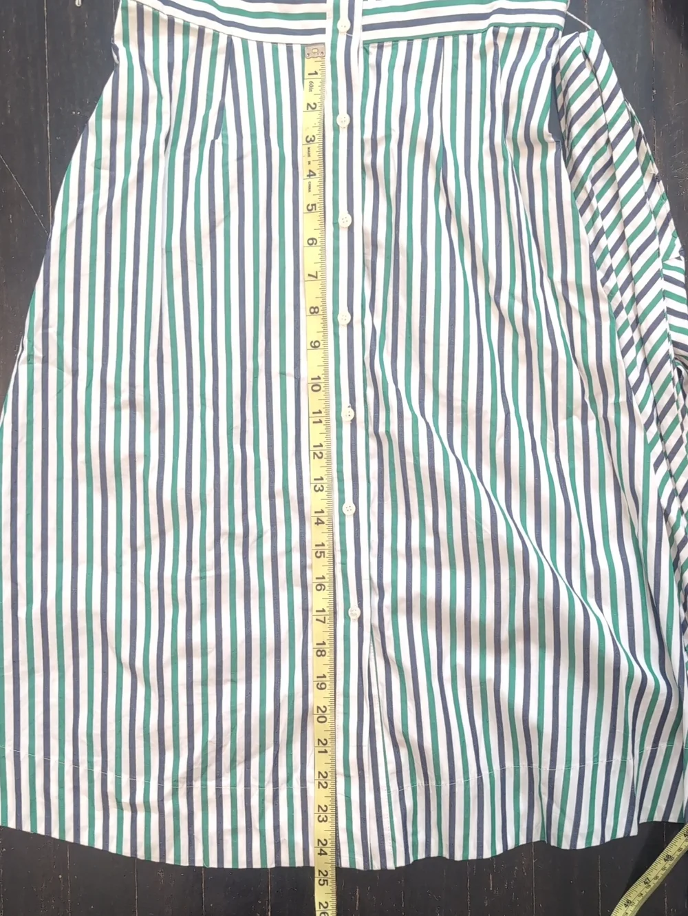 J. Crew Green and White Striped Long Sleeve Shirt Dress
